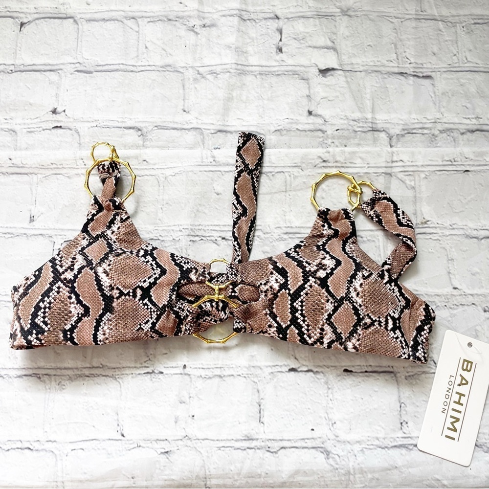 Bahimi Brown Black & White Snake Print Bikini Top